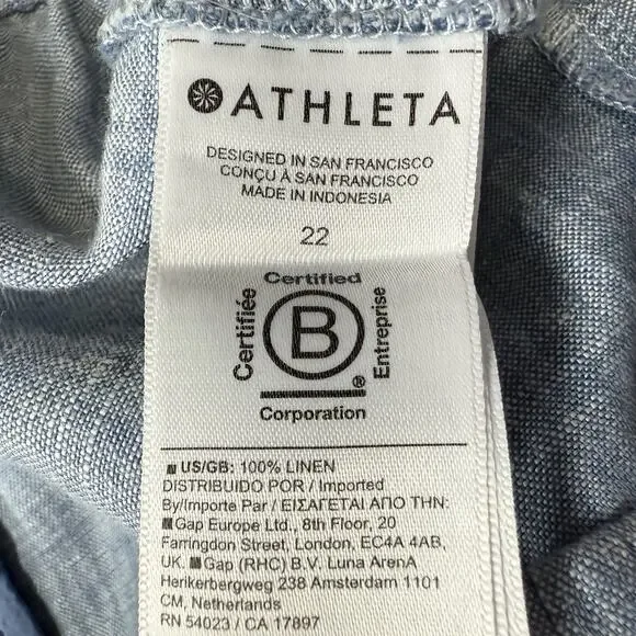 Athleta Retreat 100% Linen Pants Women Plus Size 22 High Rise Wide Leg Pull On - Picture 8 of 9